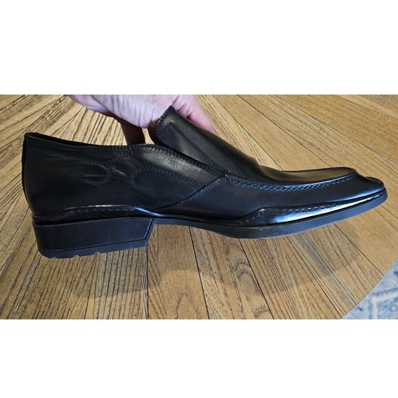 Bacco Bucci Black Leather Square-toe Loafers, Made in Italy, size 10 1/2 main image 6